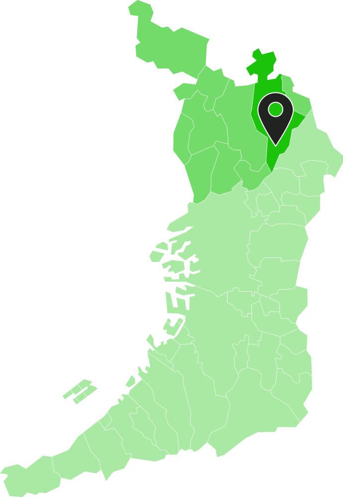 大阪府高槻市にマップピンの刺さった大阪府の地図